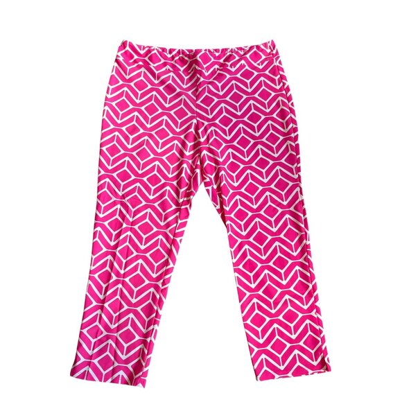 Jude Connally Womens Pull On Elastic Pant Colorful Pink Stretch Cropped Large - Picture 1 of 4